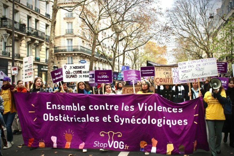 Manifestation contre les violences obstétricales et gynécologiques, à Paris en novembre 2023.