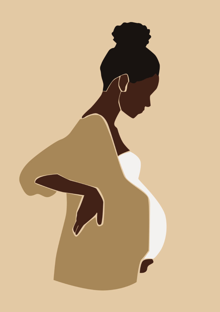 Illustration d'une femme noire enceinte.